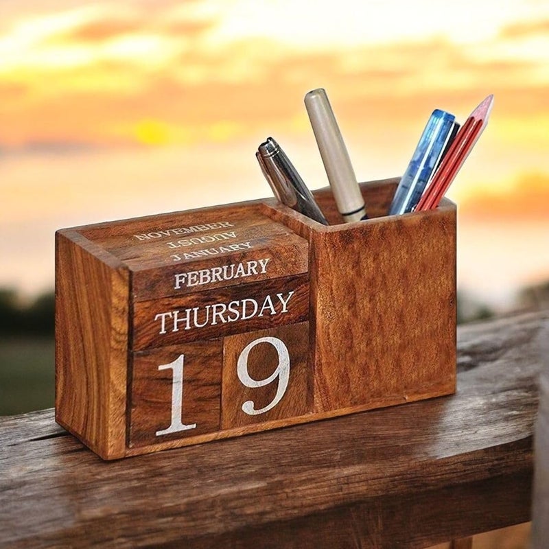 Frescorr - Calendar Block - Wooden Perpetual Desk Calendar - Home and Office Decor, 6.5 x 2.0 x 3.5 inches (Dalbergia sisso - One of the world's finest wood) - Image 3